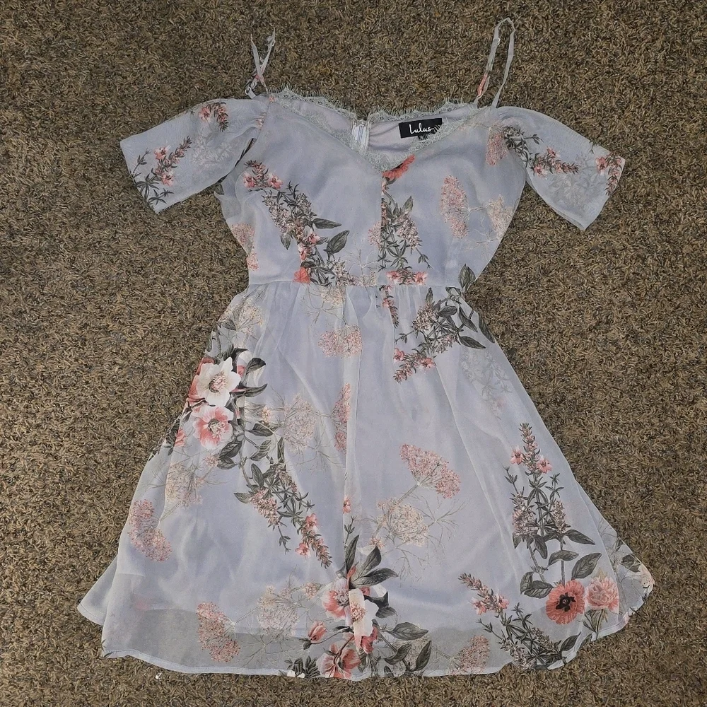 Lulus Floral Chiffon Dress – Light Blue, Size XL - Picture 2 of 6